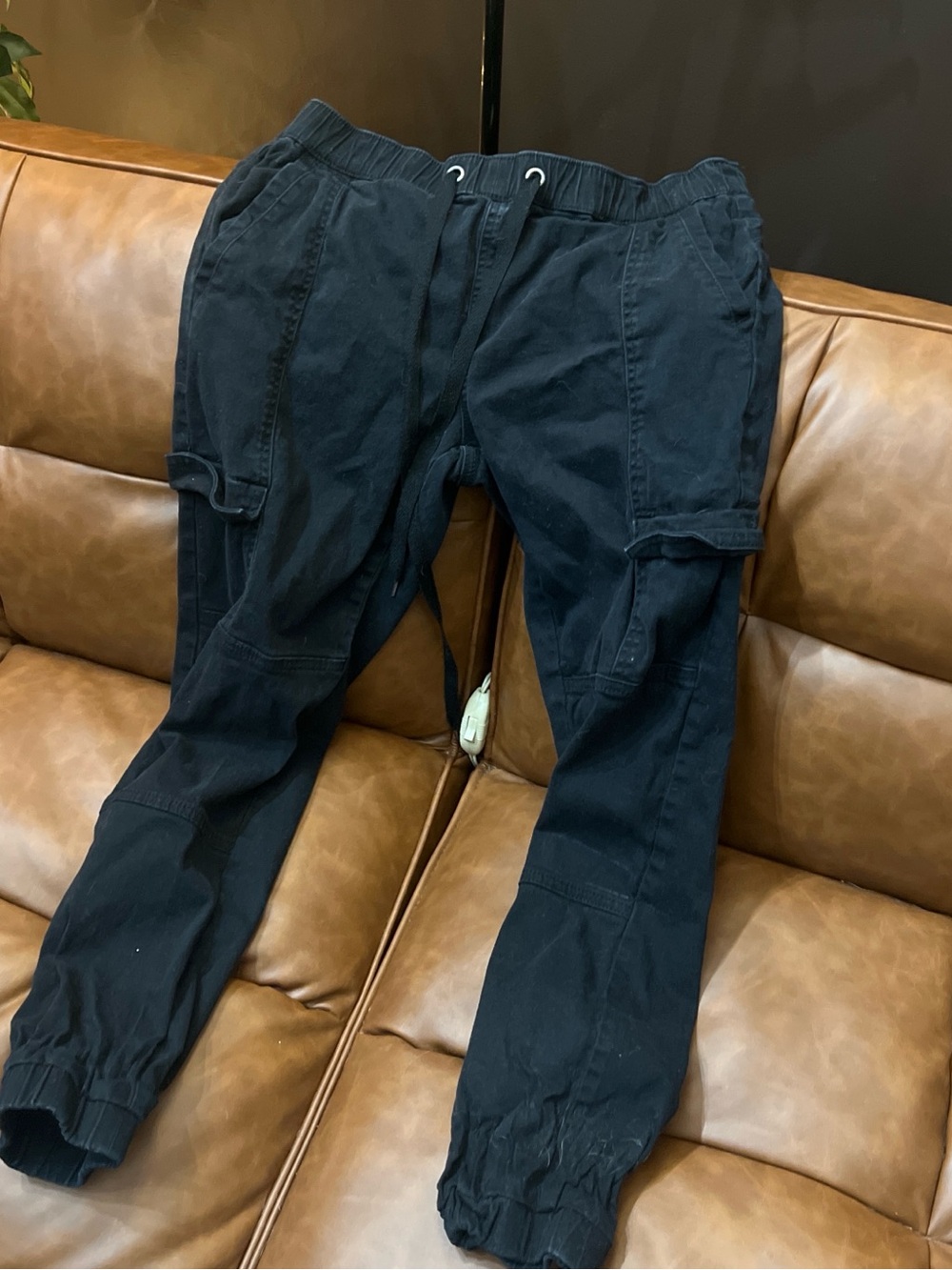 Rewash Black Cropped Cargo Jogger Pants